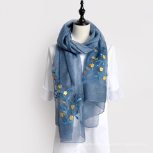 Schöne Leben Mode Twill Seide Schal Hijab Stickerei Designs Pashmina Schal